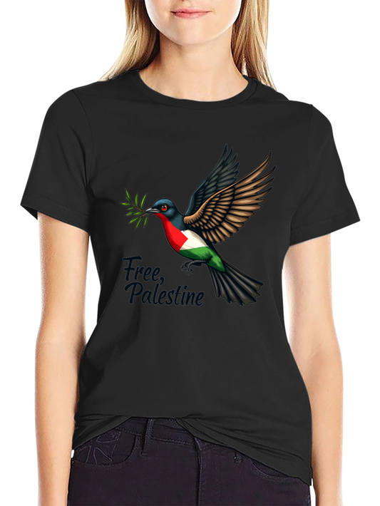 Free Palestine Dove T-Shirt - Black