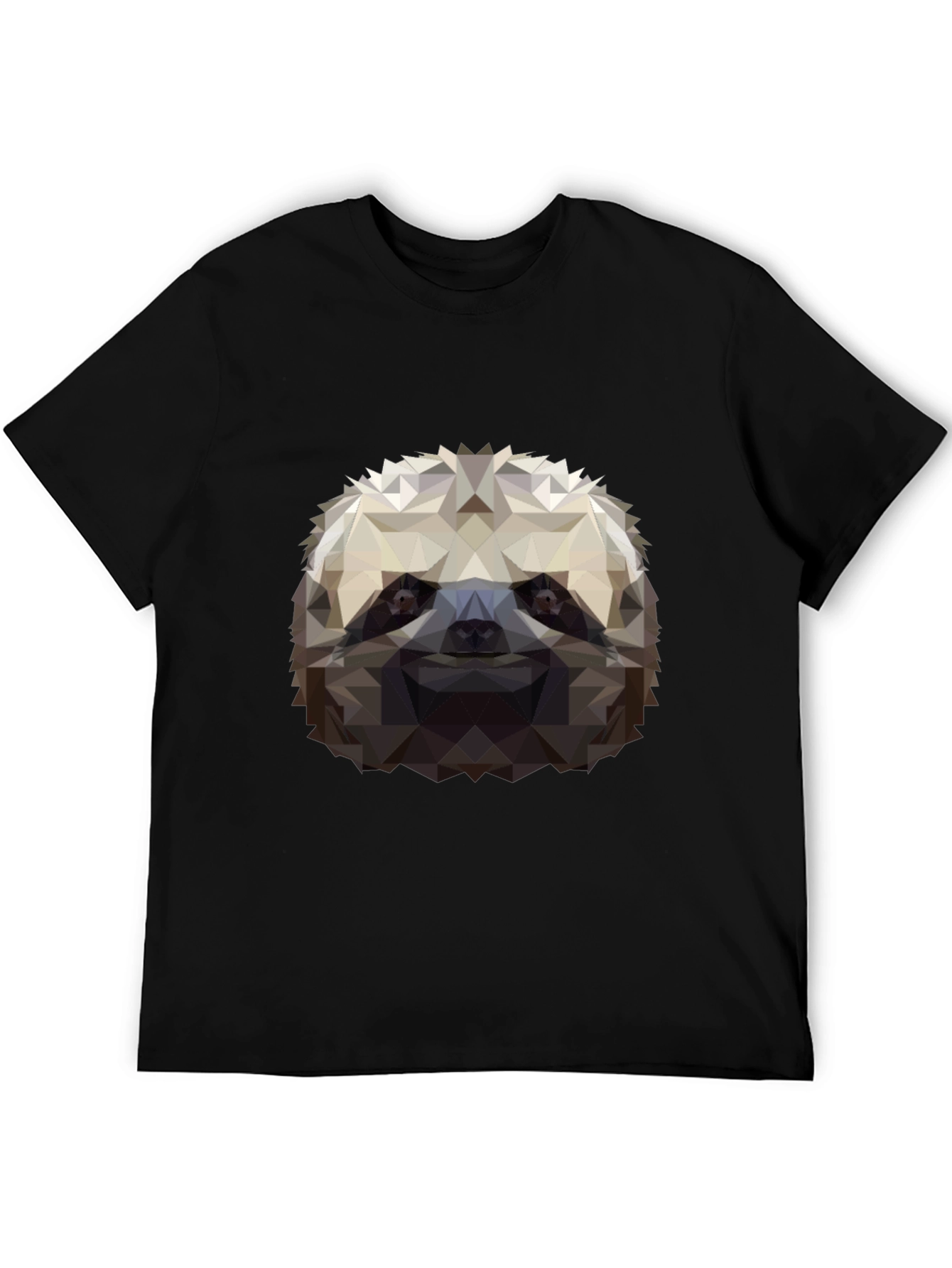 Geometric Sloth Graphic Tee - Black