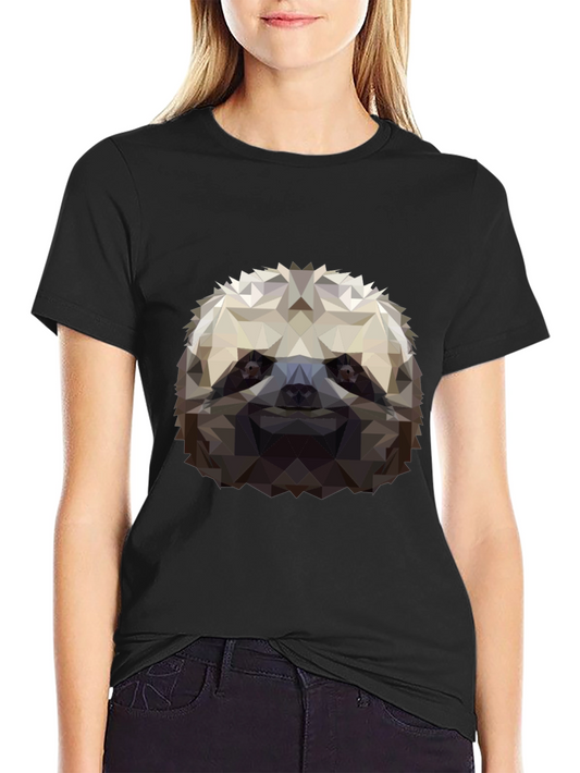 Geometric Sloth Graphic Tee - Black