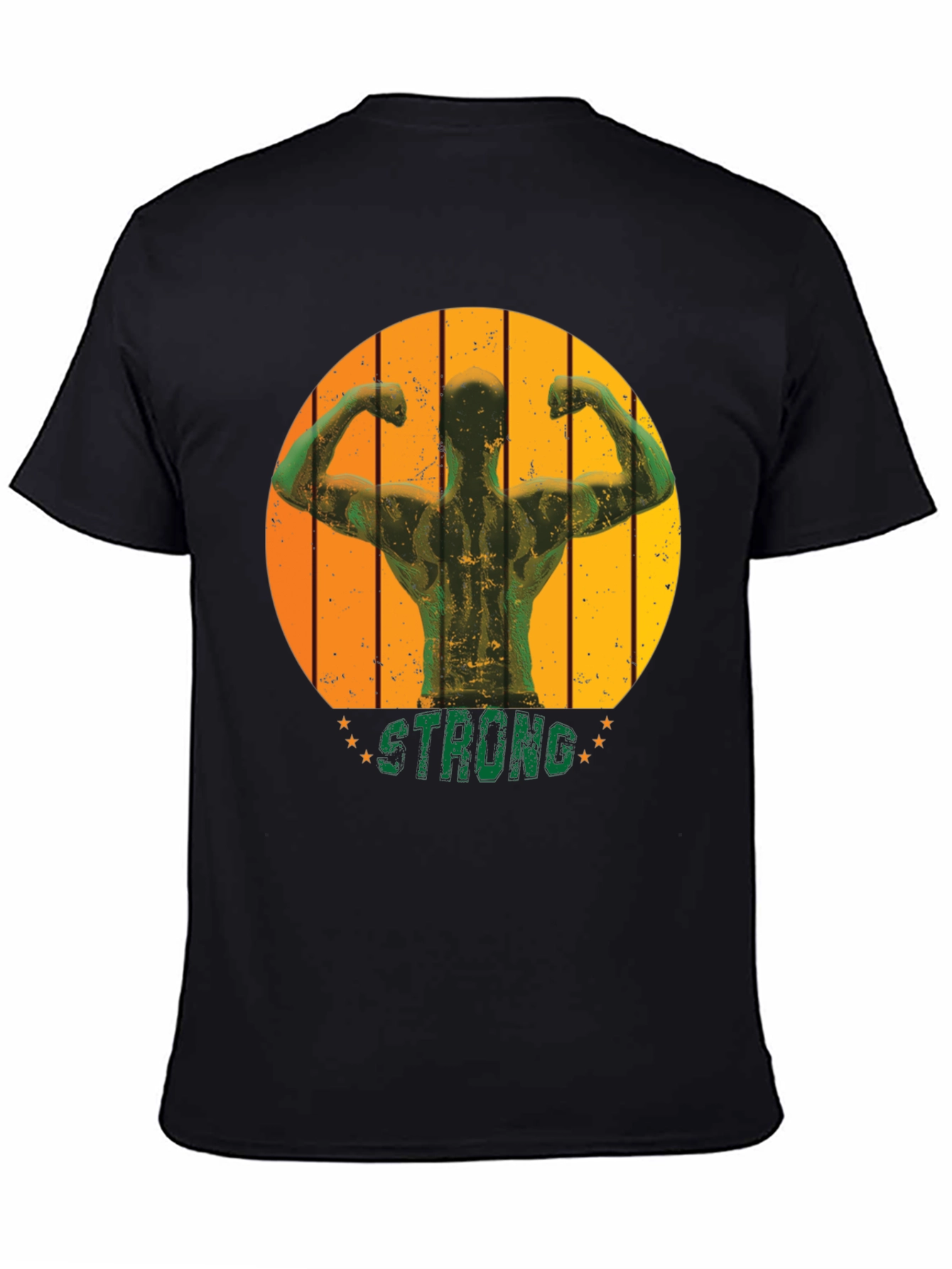 Mens Black Strong Muscle Graphic T-Shirt