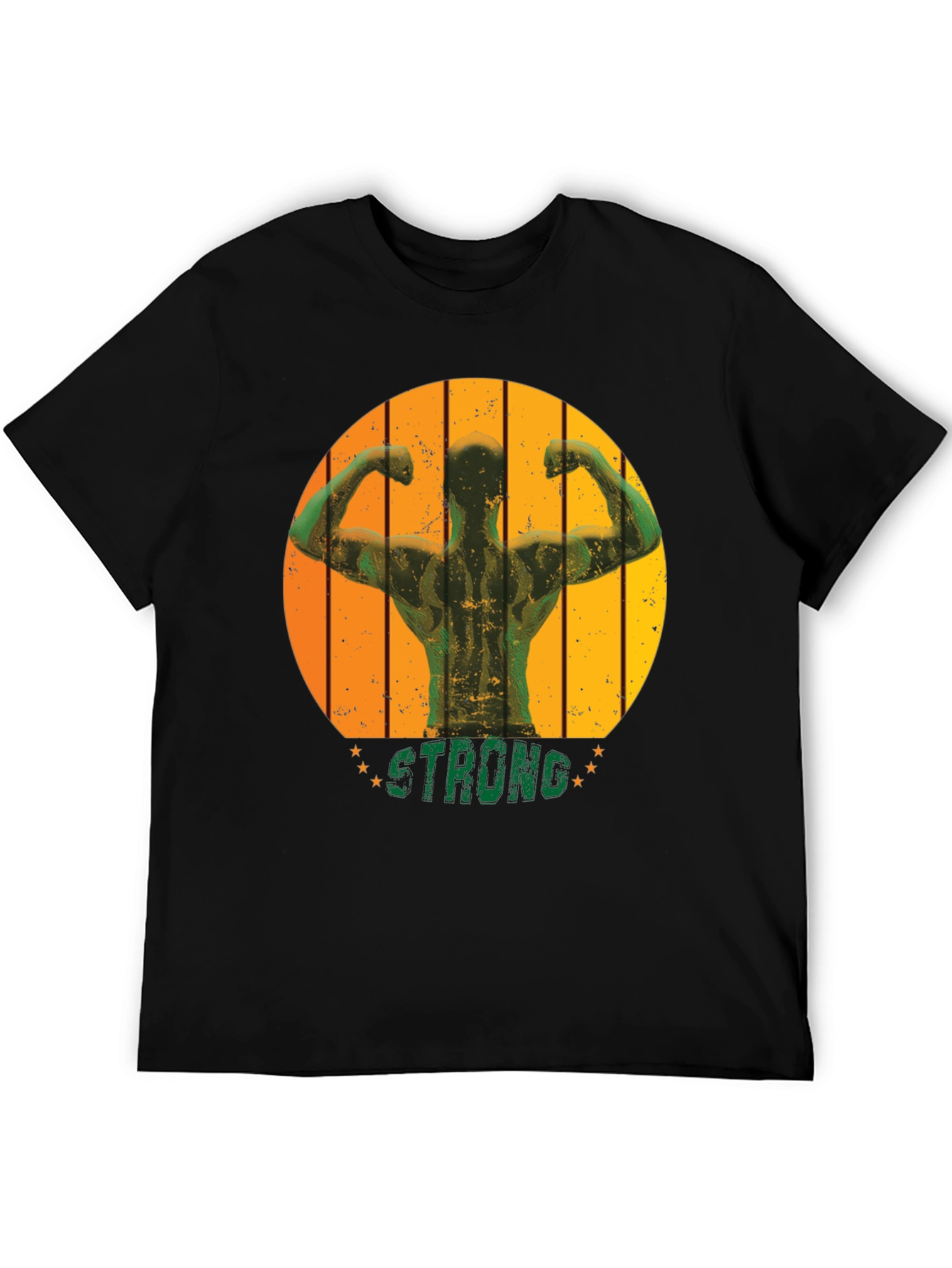 Mens Black Strong Muscle Graphic T-Shirt