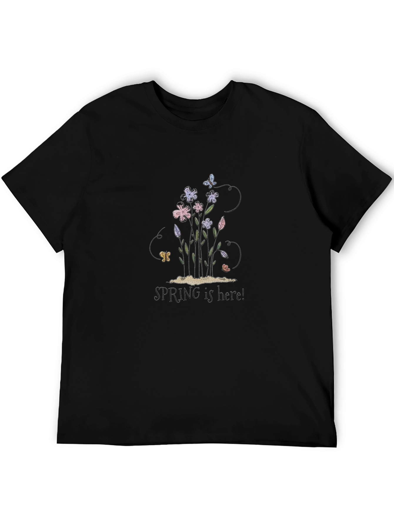Spring is Here! Graphic Black T-Shirt