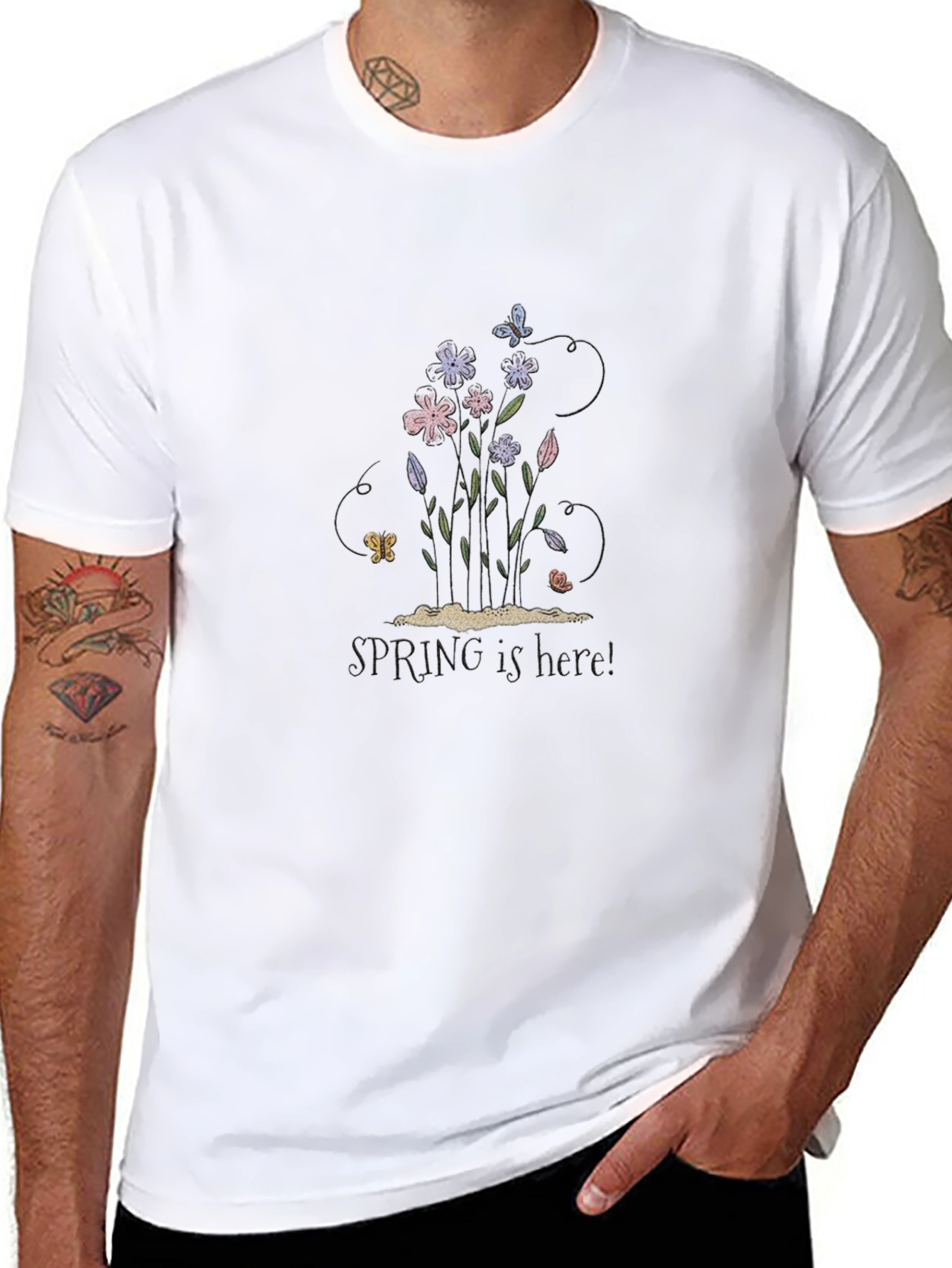 Spring is Here! Graphic Black T-Shirt