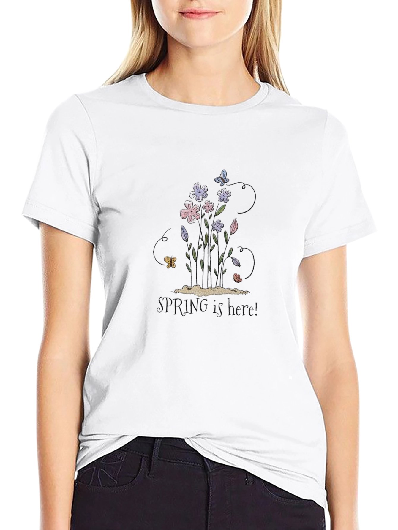 Spring is Here! Graphic Black T-Shirt
