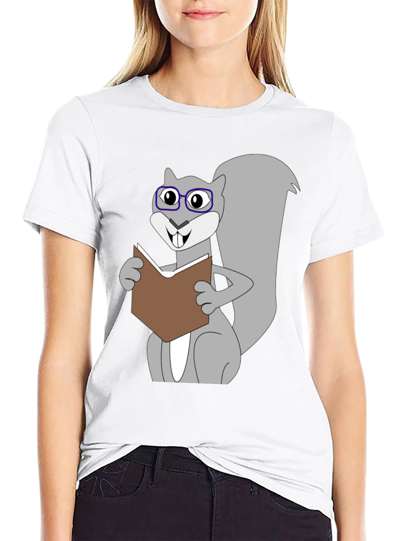 Funny Squirrel Reading Book Graphic T-Shirt