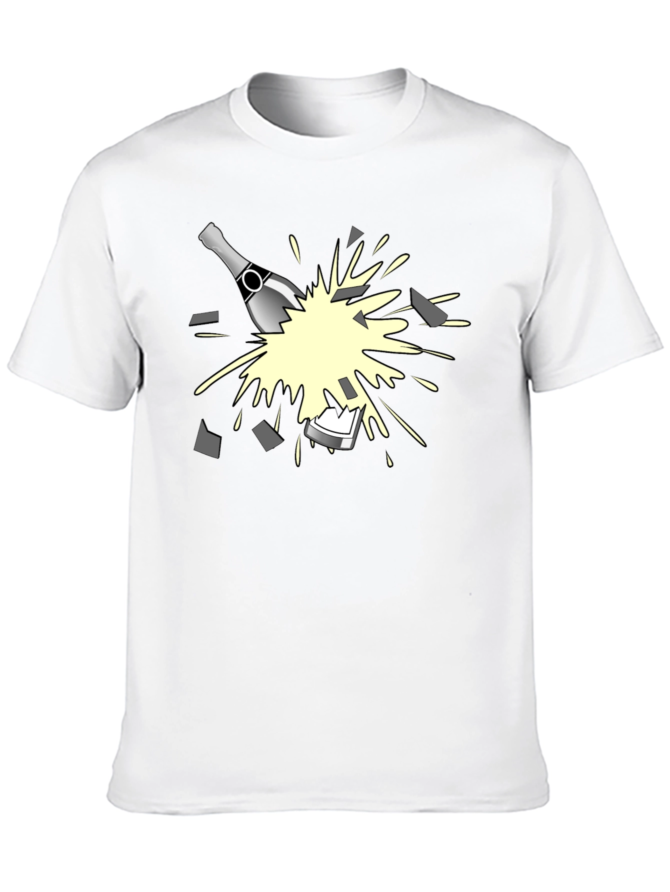 Breaking Champagne Bottle Graphic Tee - Black