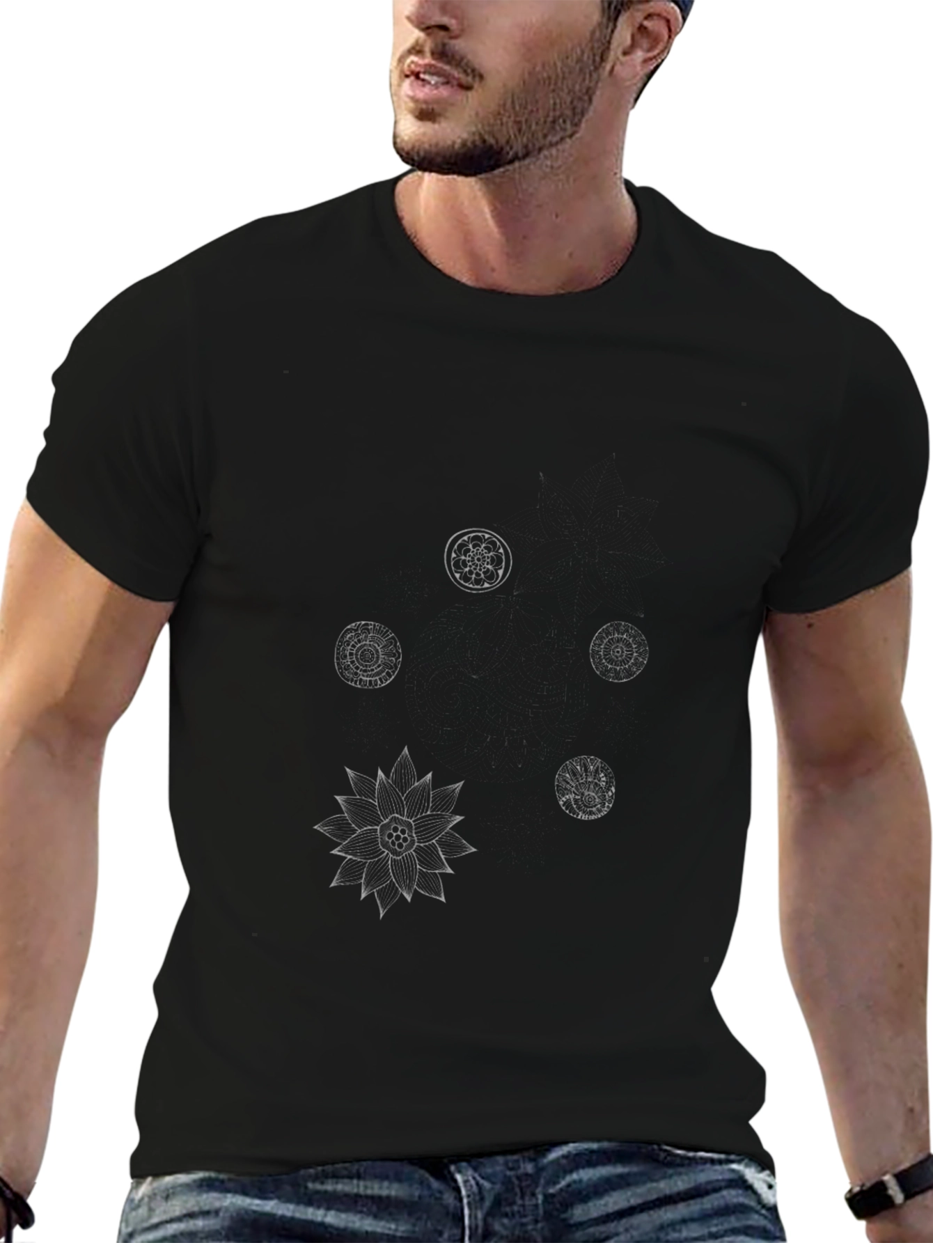 Geometric Print Black T-Shirt