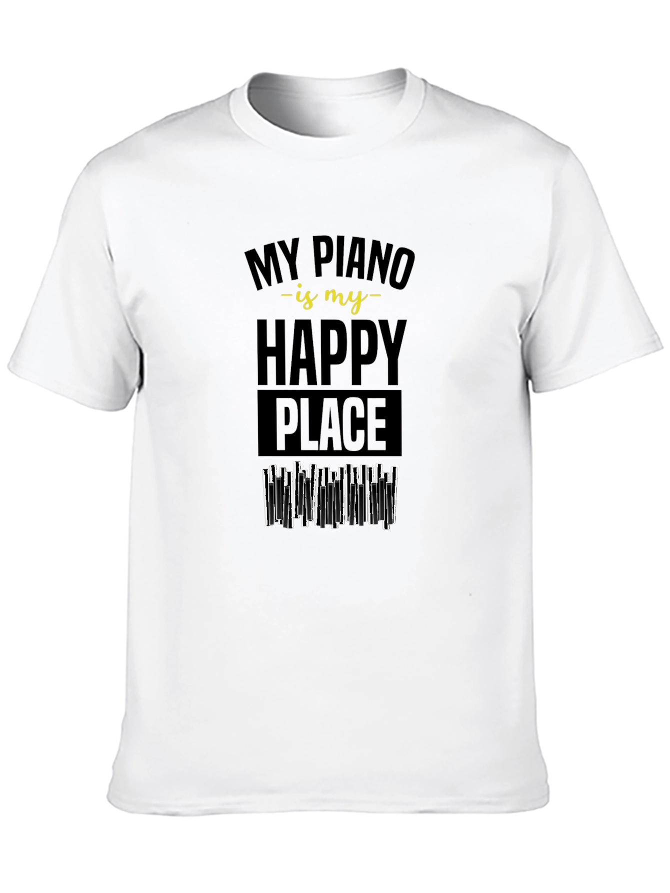 Piano is My Happy Place Black T-Shirt