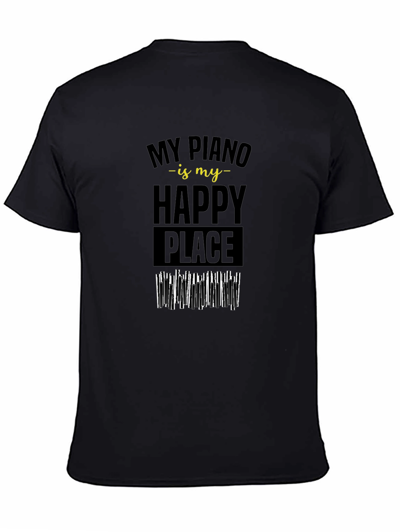 Piano is My Happy Place Black T-Shirt