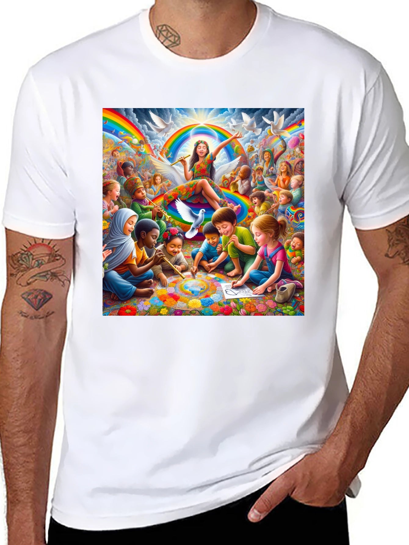 Rainbow Peace T-Shirt - Art & Unity Design