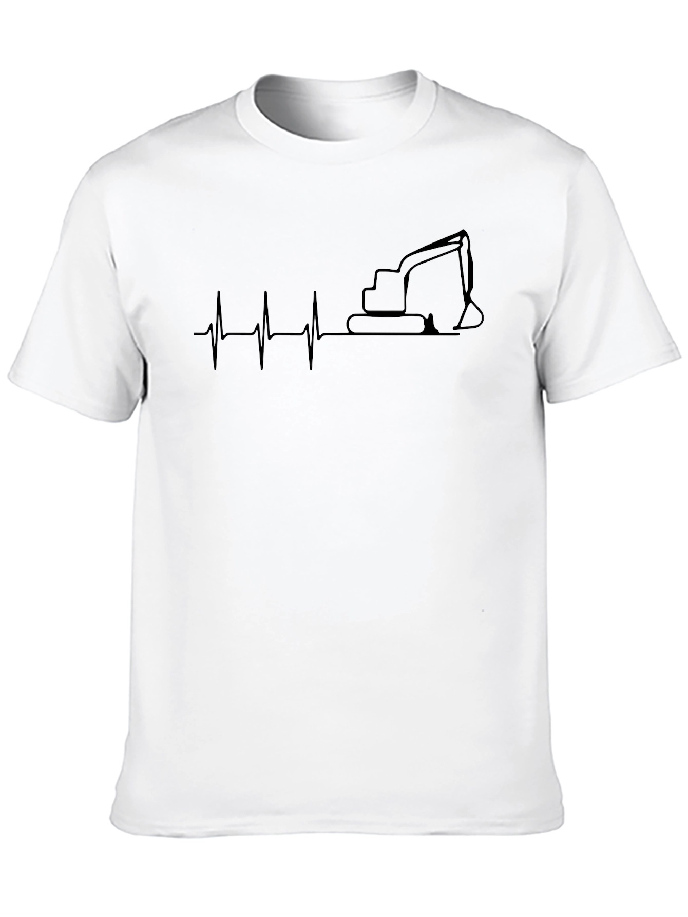 Excavator Heartbeat Black T-Shirt - Construction Lover Tee