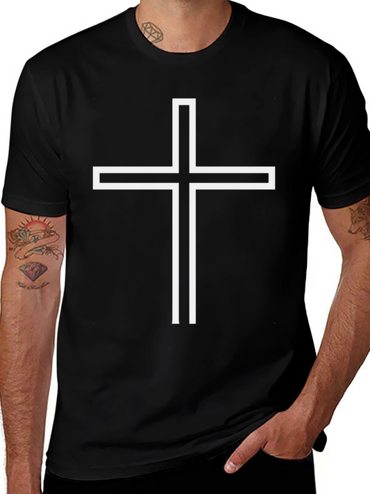 Minimalist Cross Graphic Tee - Classic Black