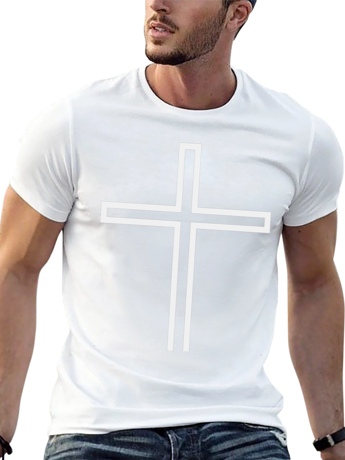 Minimalist Cross Graphic Tee - Classic Black