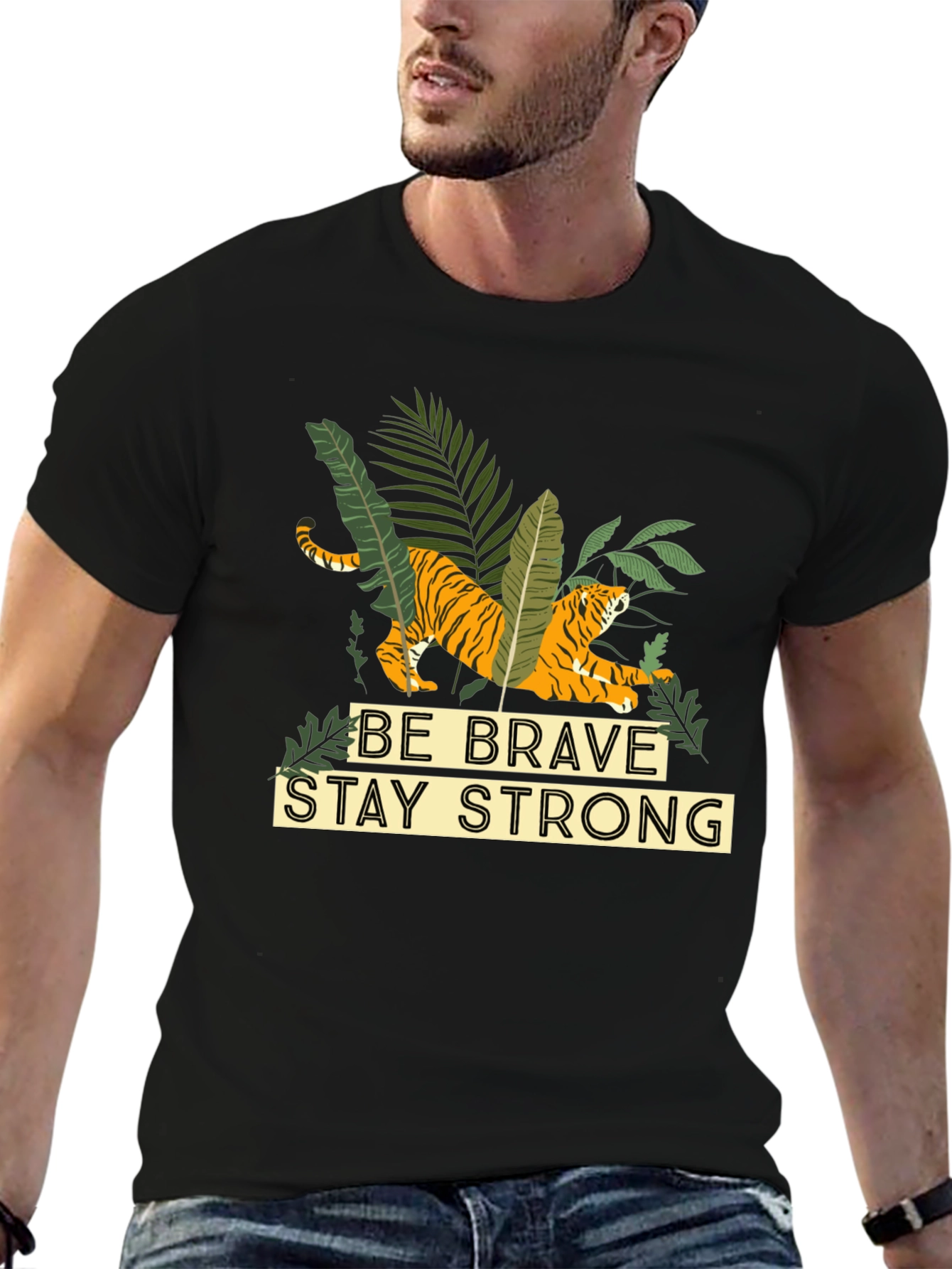 Be Brave Stay Strong Graphic Tee - Black