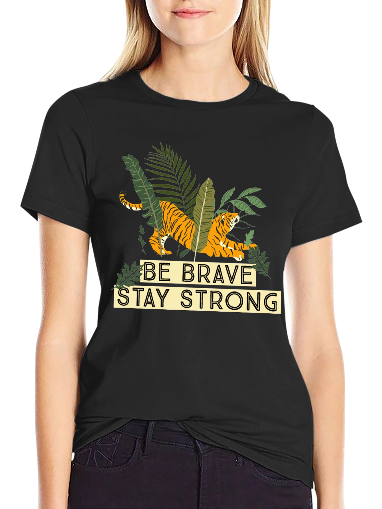 Be Brave Stay Strong Graphic Tee - Black