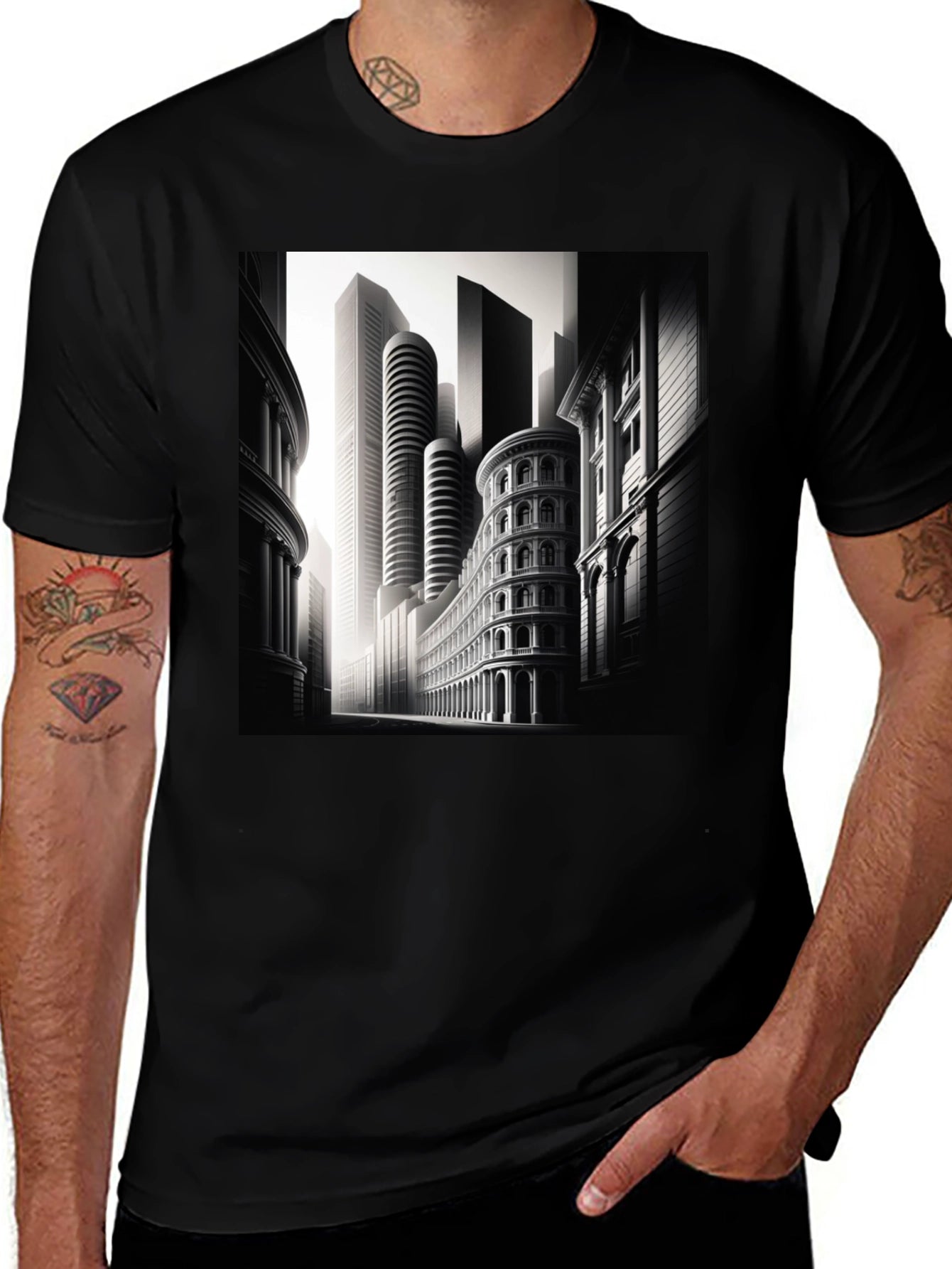 Urban Architect T-Shirt | Monochrome Cityscape Tee