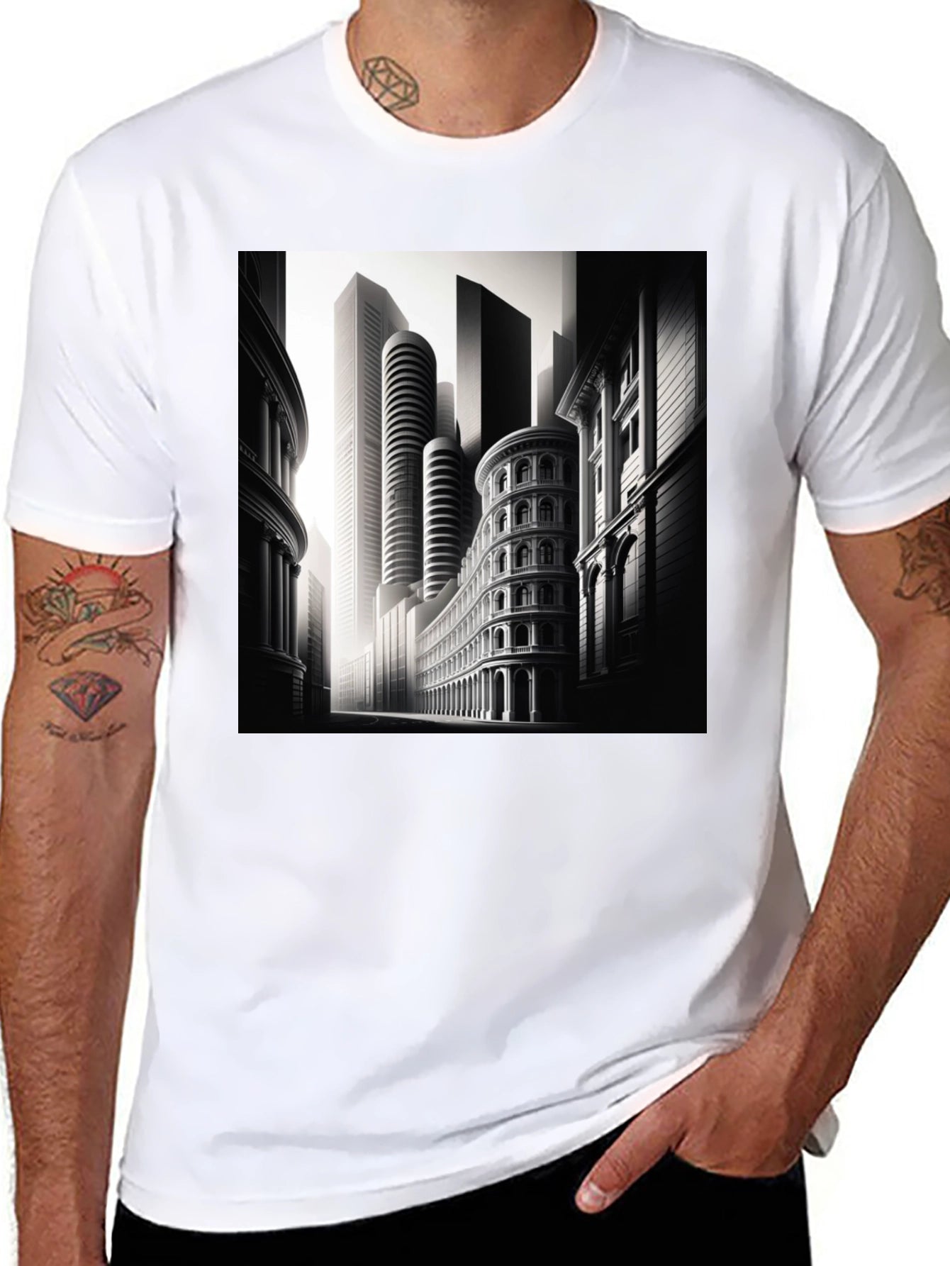 Urban Architect T-Shirt | Monochrome Cityscape Tee