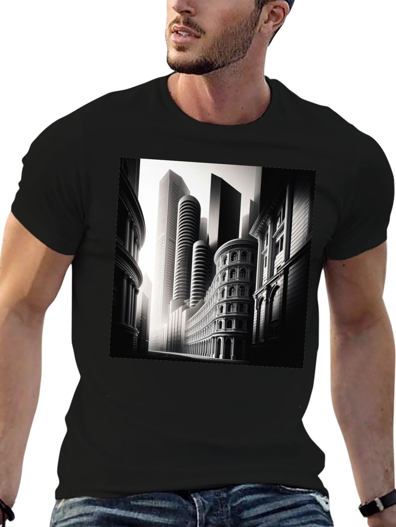 Urban Architect T-Shirt | Monochrome Cityscape Tee