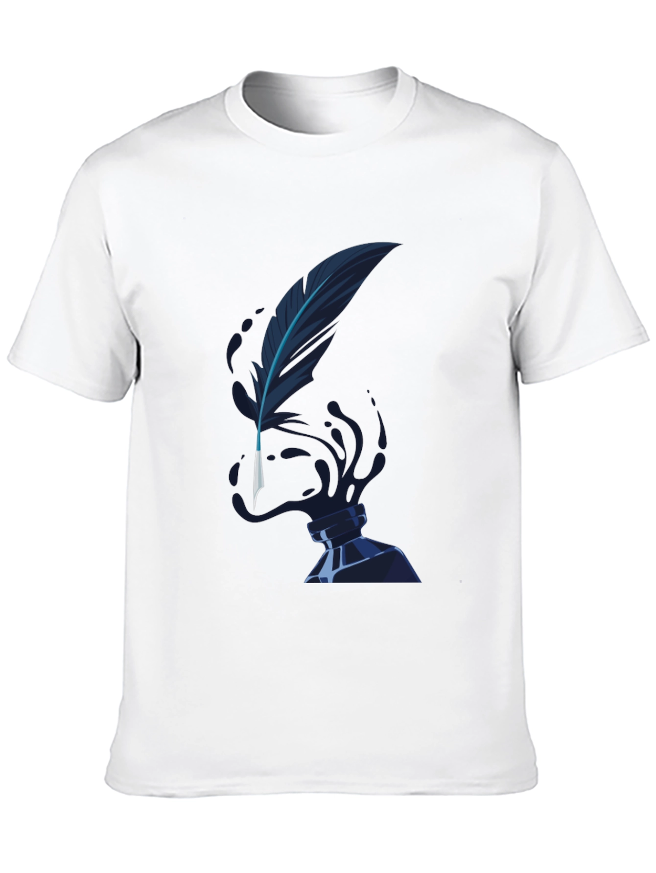 Feather Inkwell Graphic Tee - Classic Black Cotton