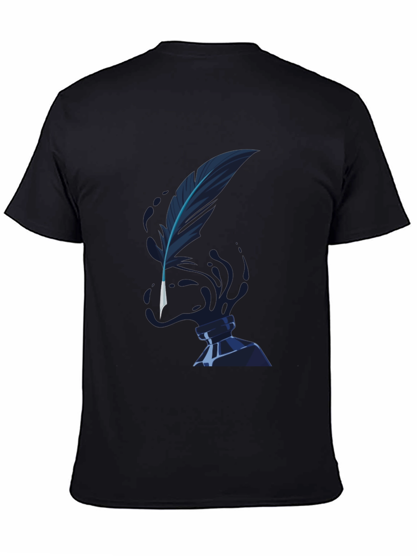 Feather Inkwell Graphic Tee - Classic Black Cotton