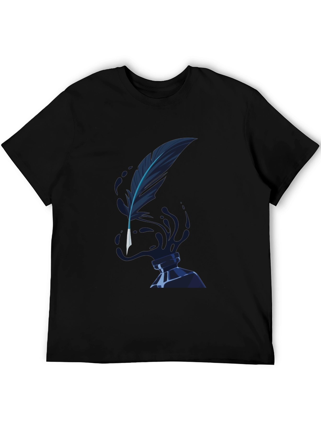 Feather Inkwell Graphic Tee - Classic Black Cotton