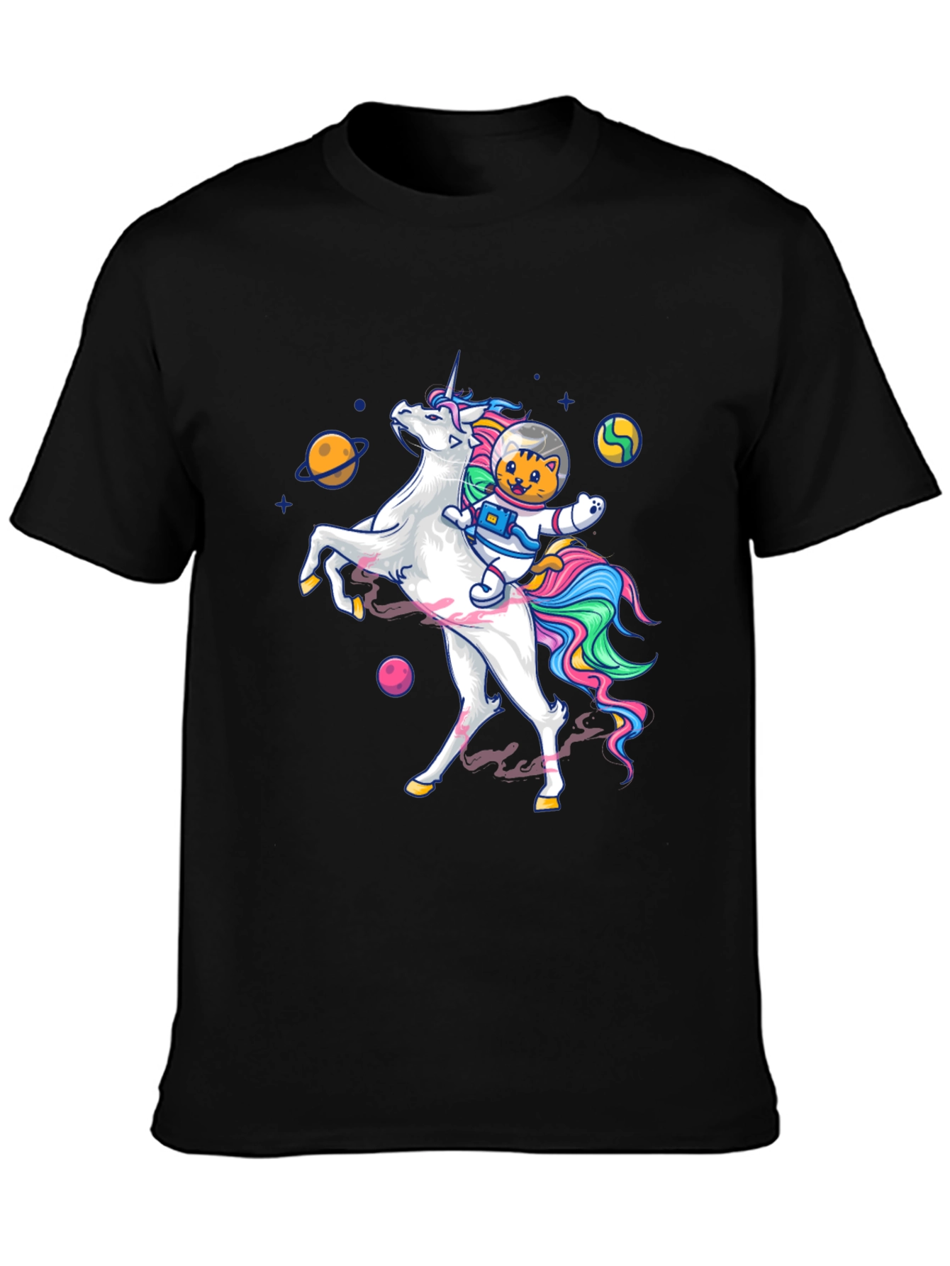 Cosmic Cat Riding Unicorn T-Shirt