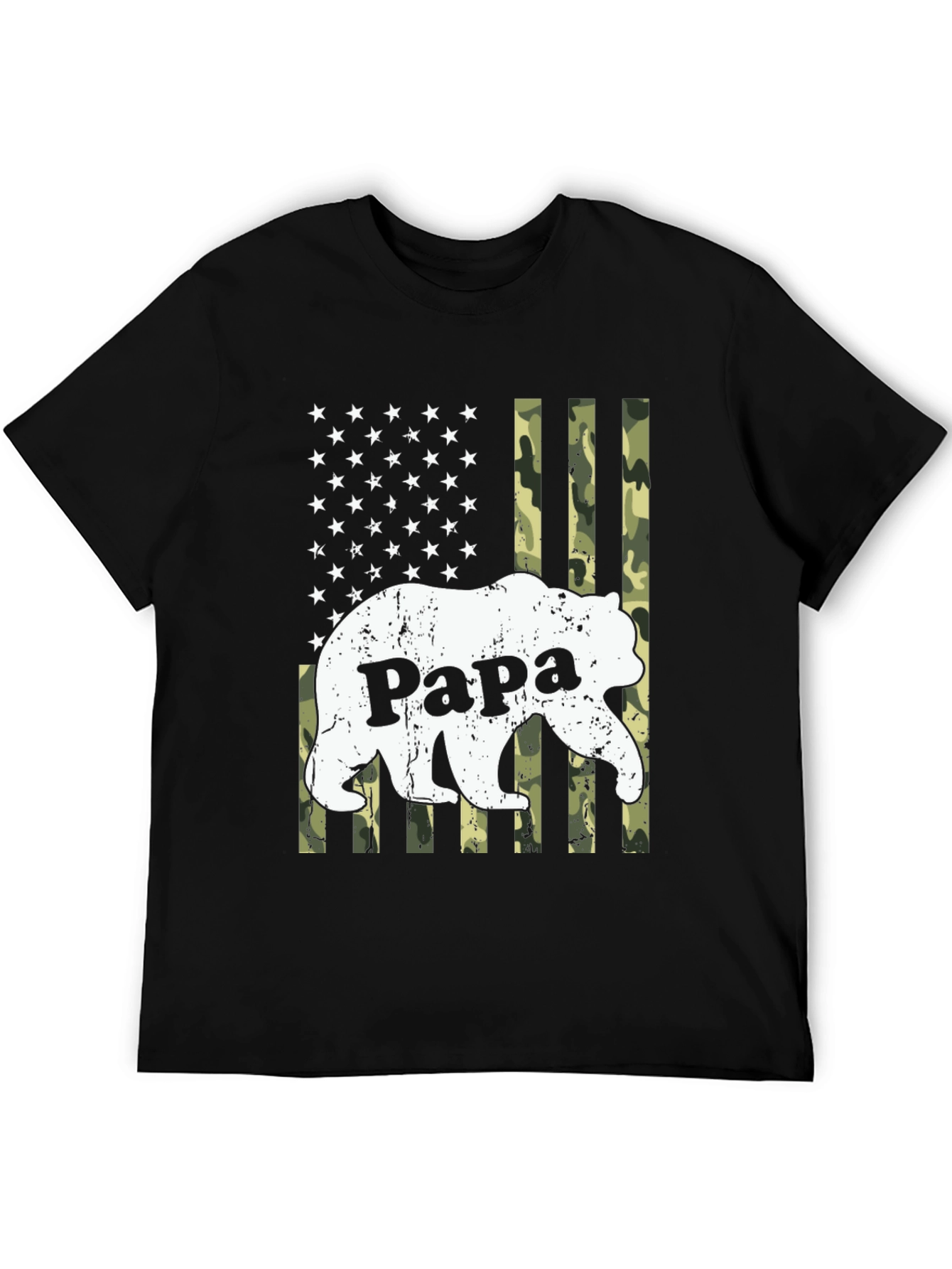 Papa Bear Camo American Flag Graphic T-Shirt