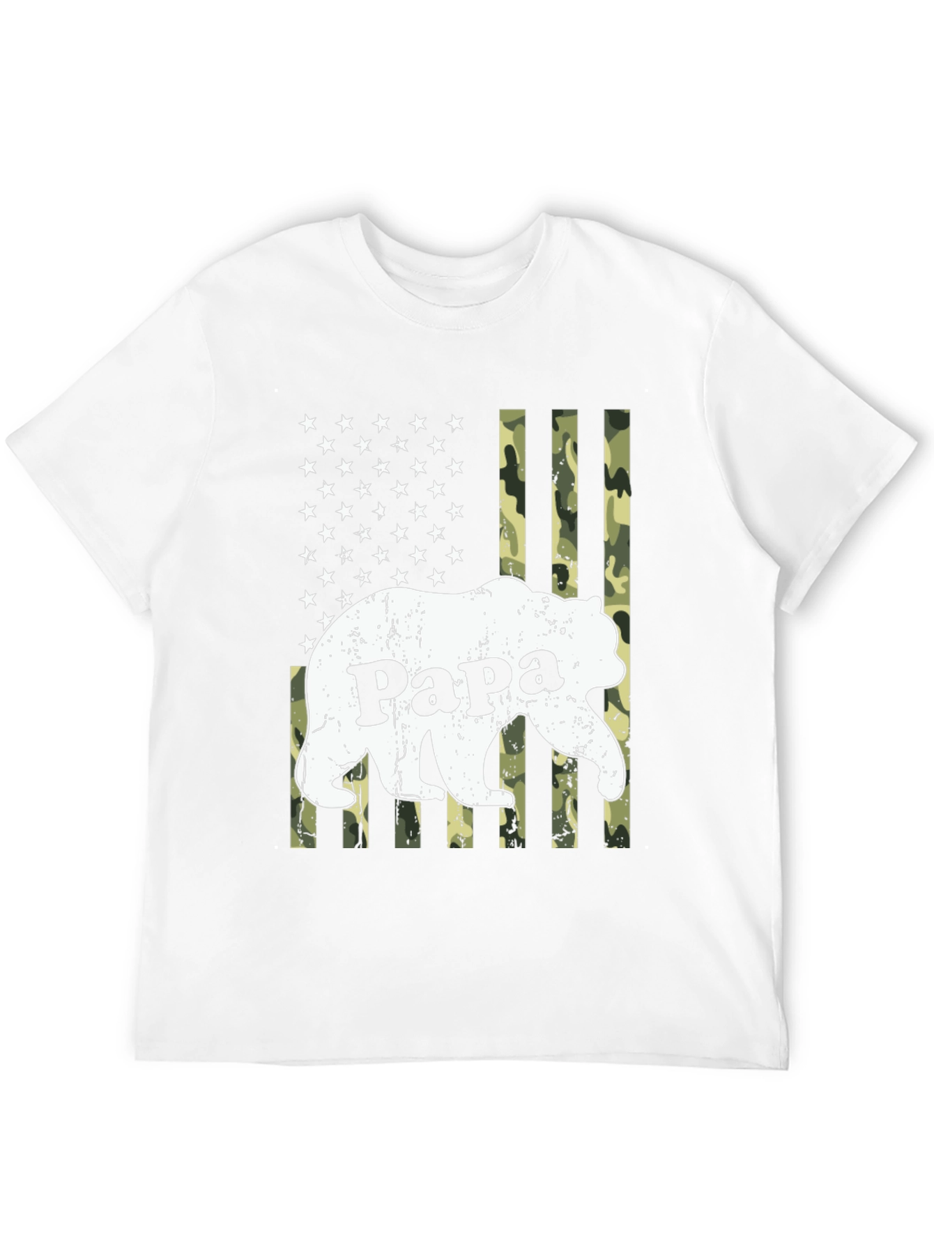 Papa Bear Camo American Flag Graphic T-Shirt