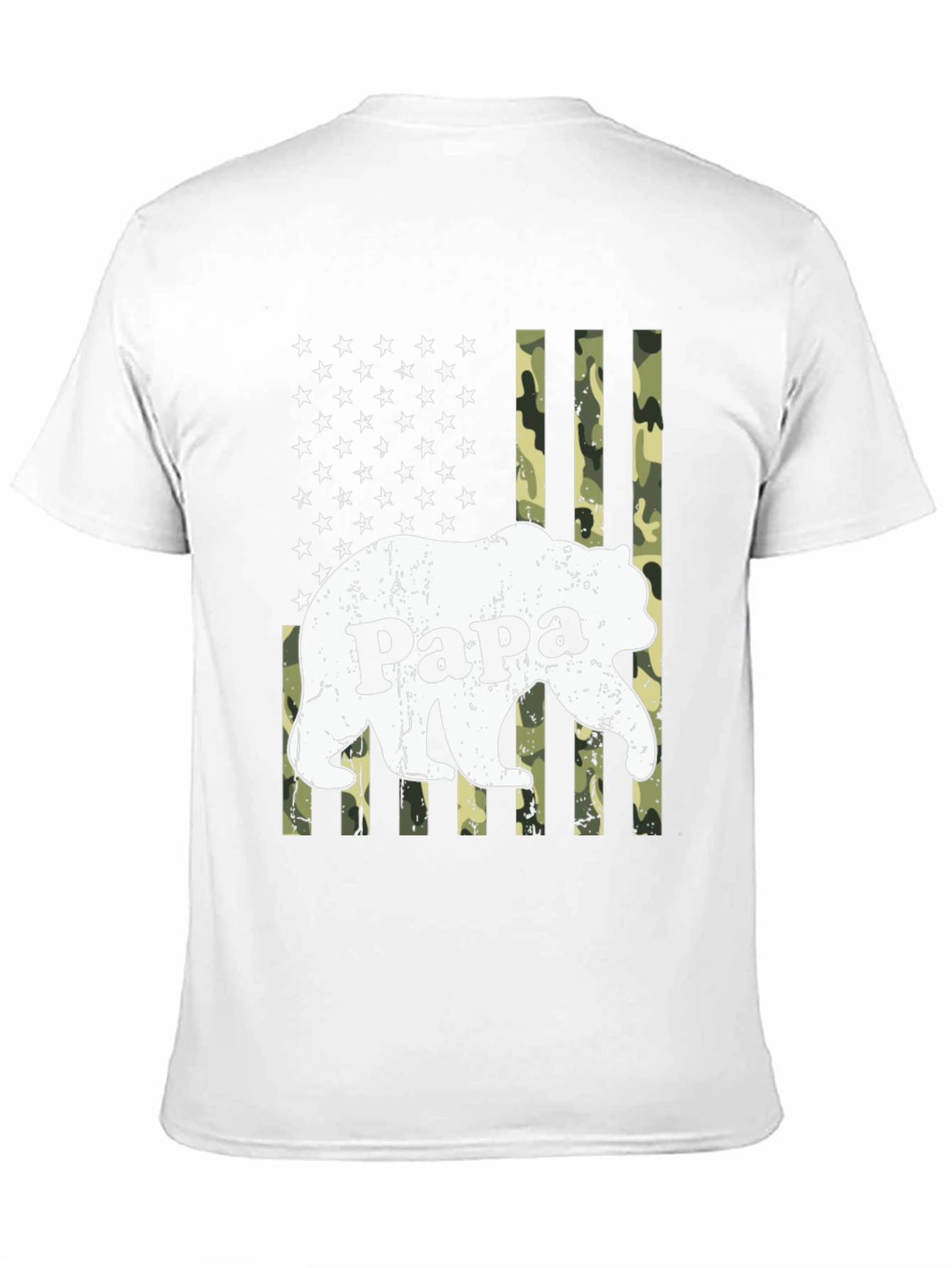 Papa Bear Camo American Flag Graphic T-Shirt