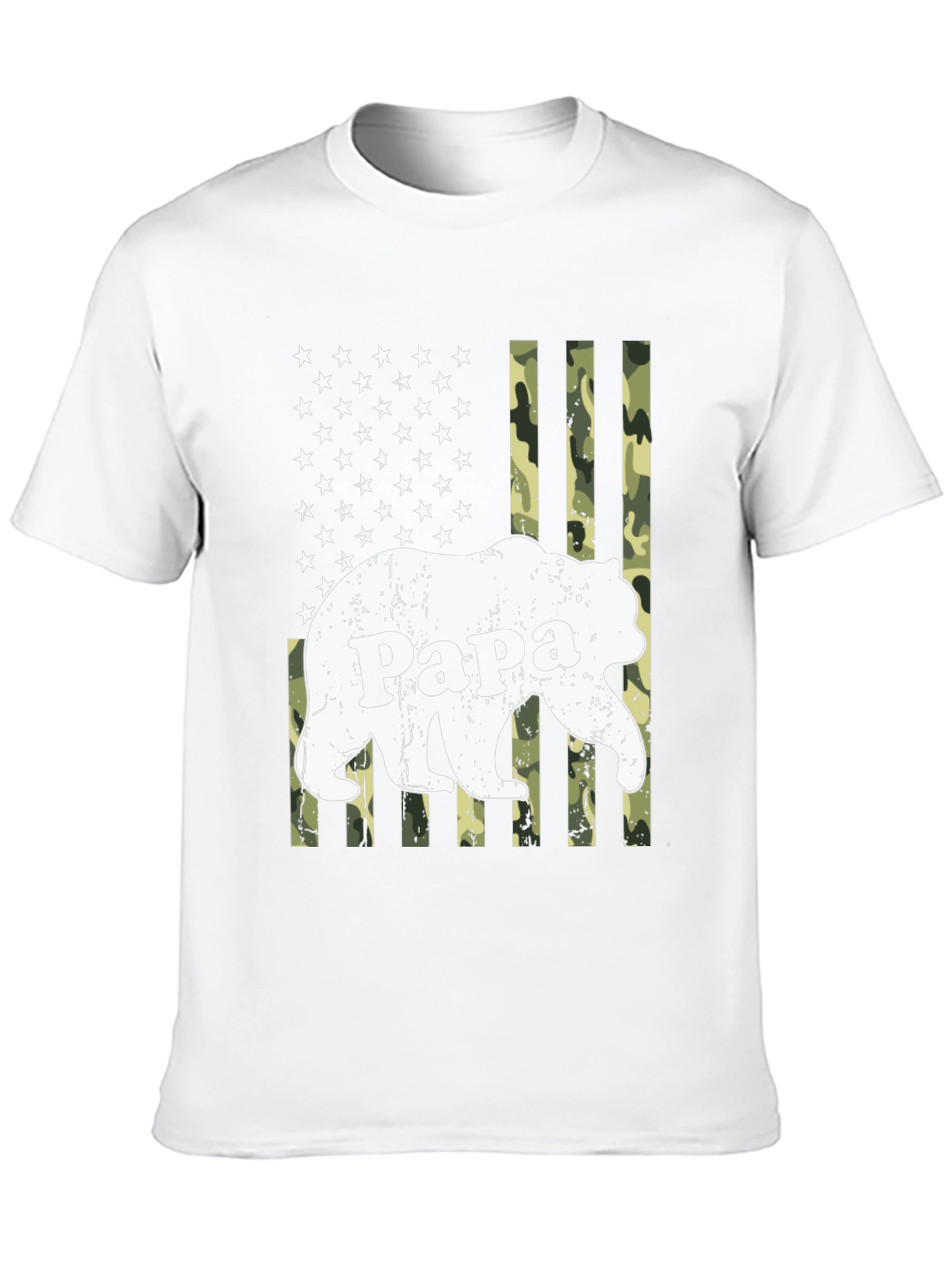 Papa Bear Camo American Flag Graphic T-Shirt