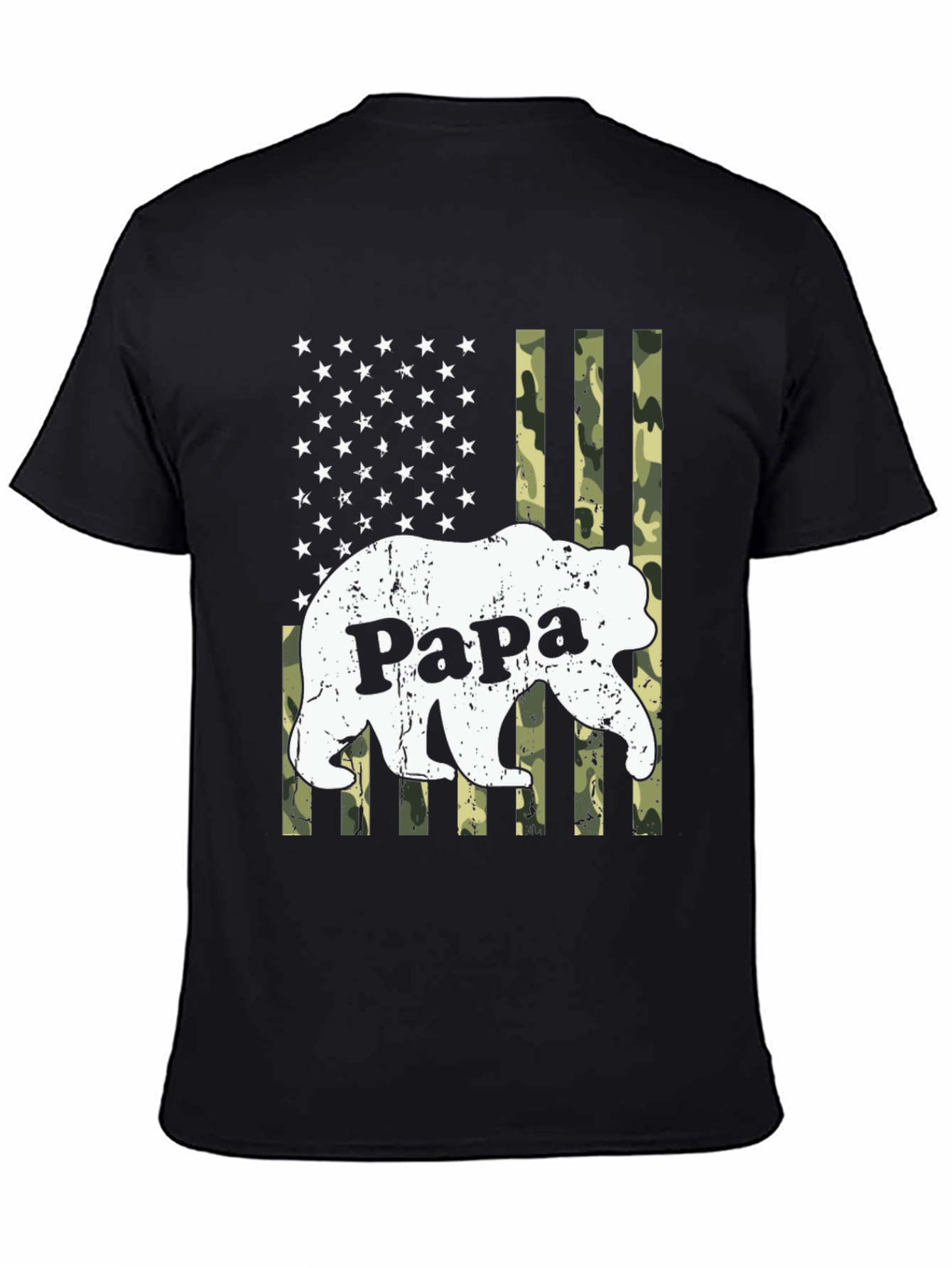 Papa Bear Camo American Flag Graphic T-Shirt