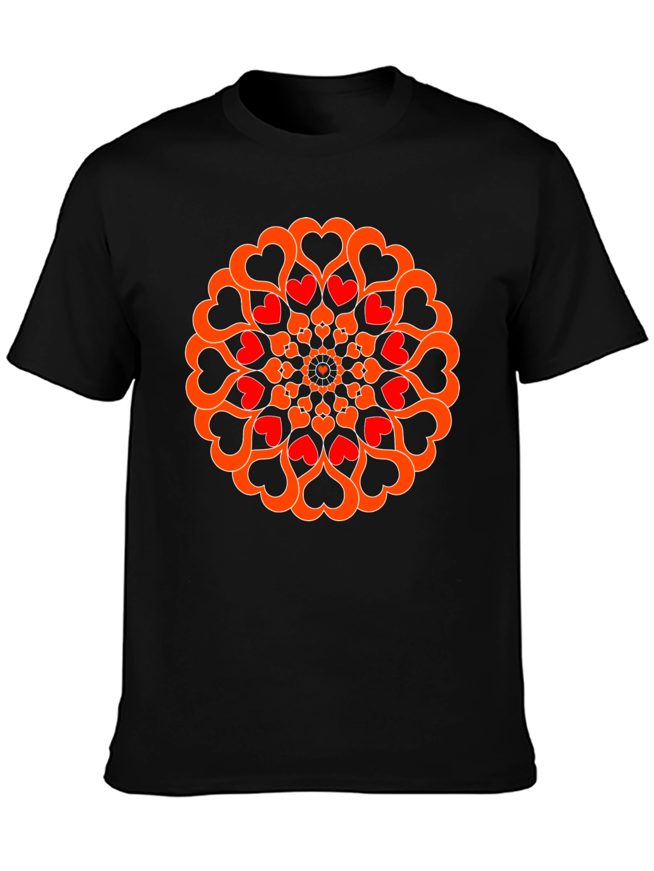 Heart Mandala Graphic Tee - Black