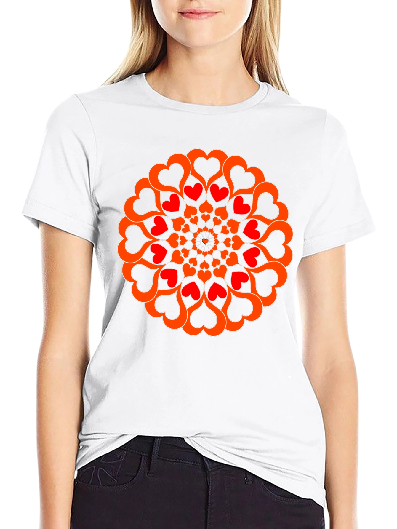 Heart Mandala Graphic Tee - Black