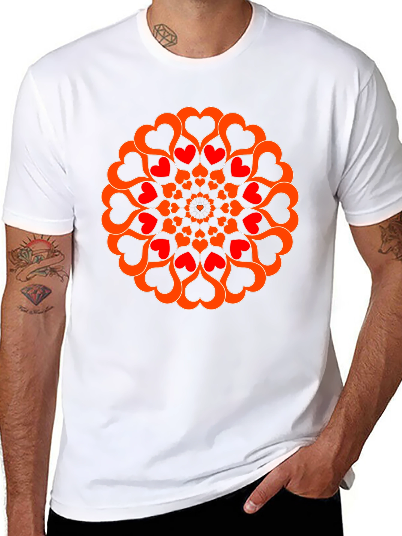 Heart Mandala Graphic Tee - Black