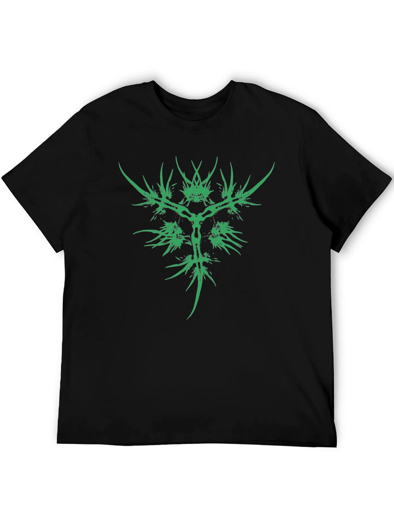 Abstract Green Graphic Black T-Shirt