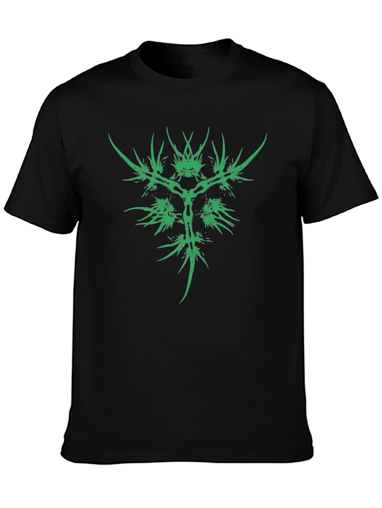 Abstract Green Graphic Black T-Shirt