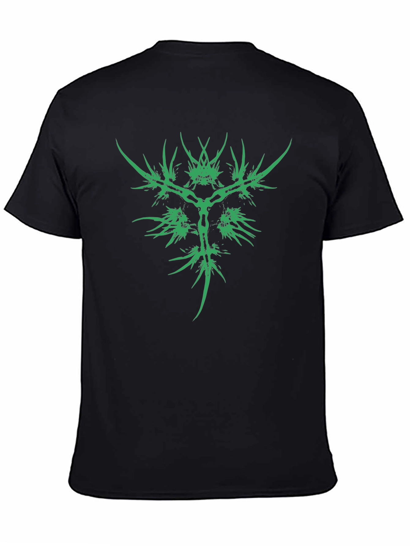 Abstract Green Graphic Black T-Shirt