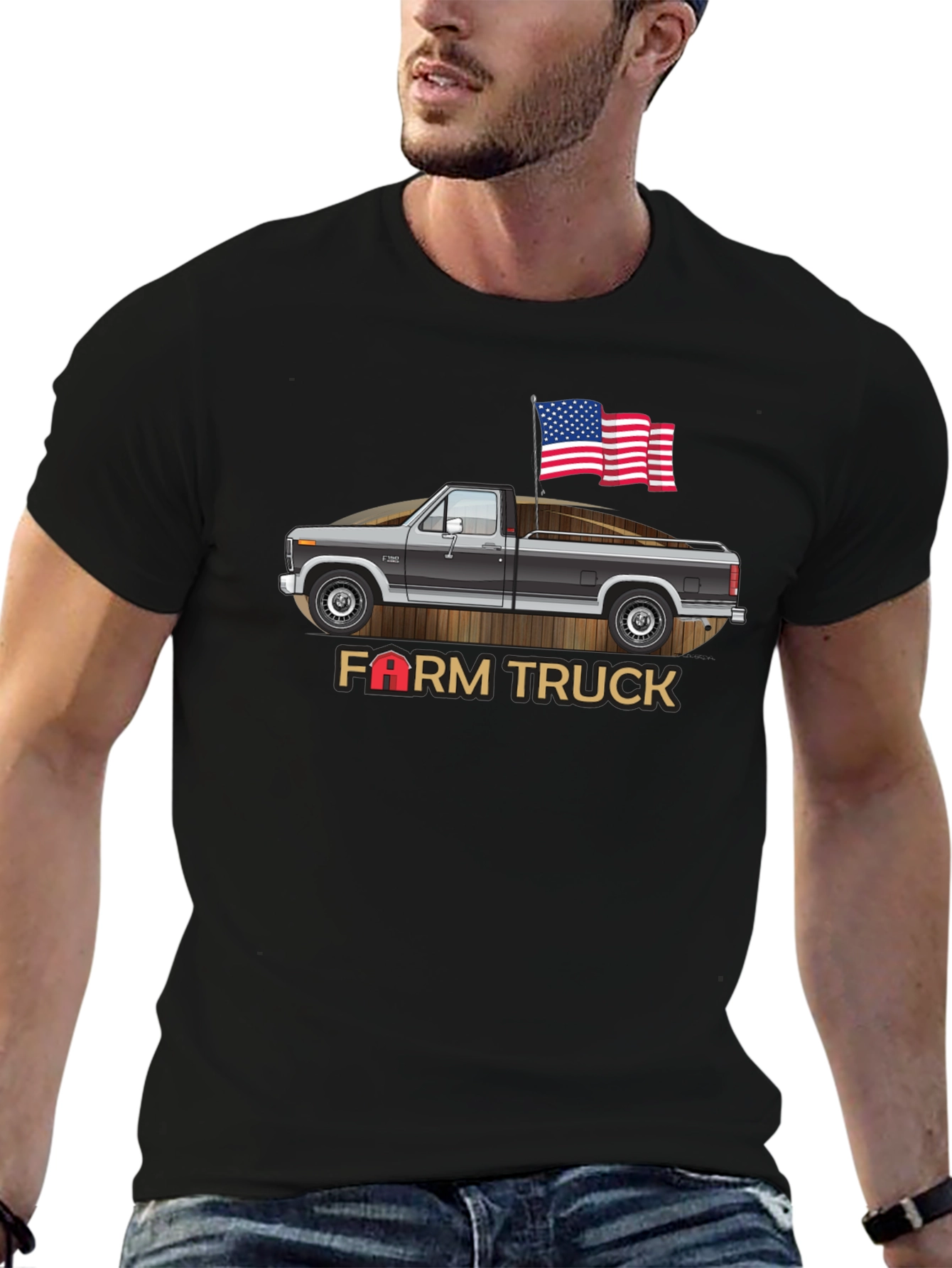 Farm Truck American Flag Graphic Tee