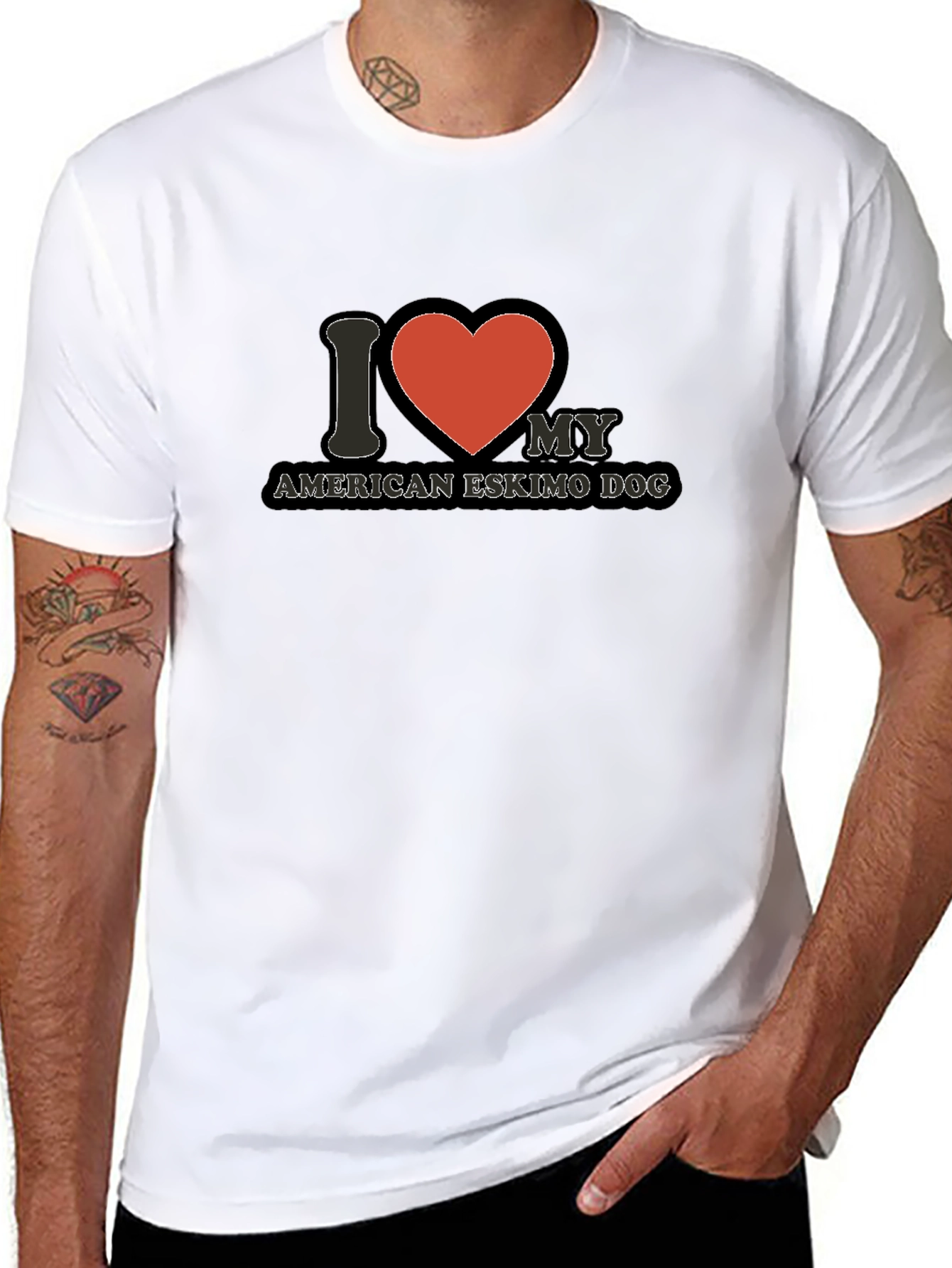 I Love My American Eskimo Dog Black T-Shirt