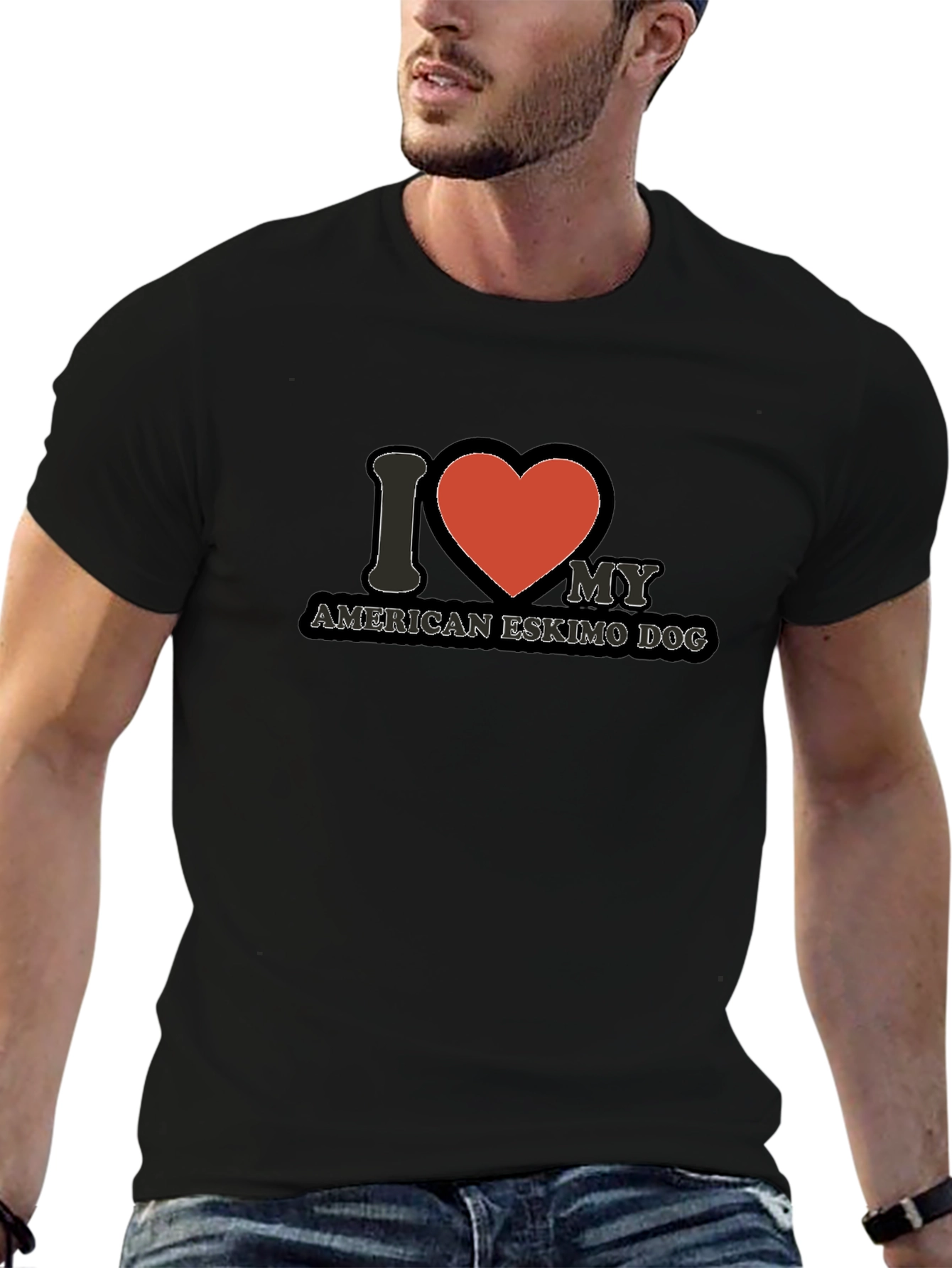 I Love My American Eskimo Dog Black T-Shirt