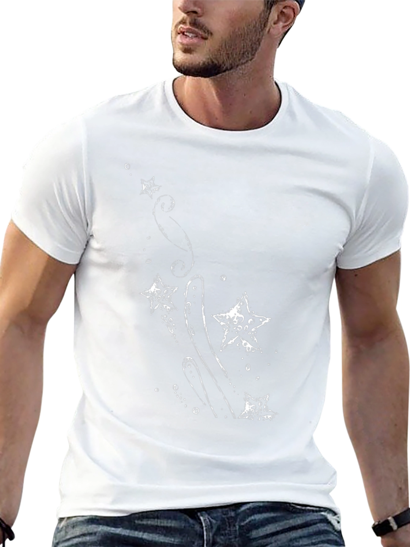 Black T-Shirt with Starfish Graphic