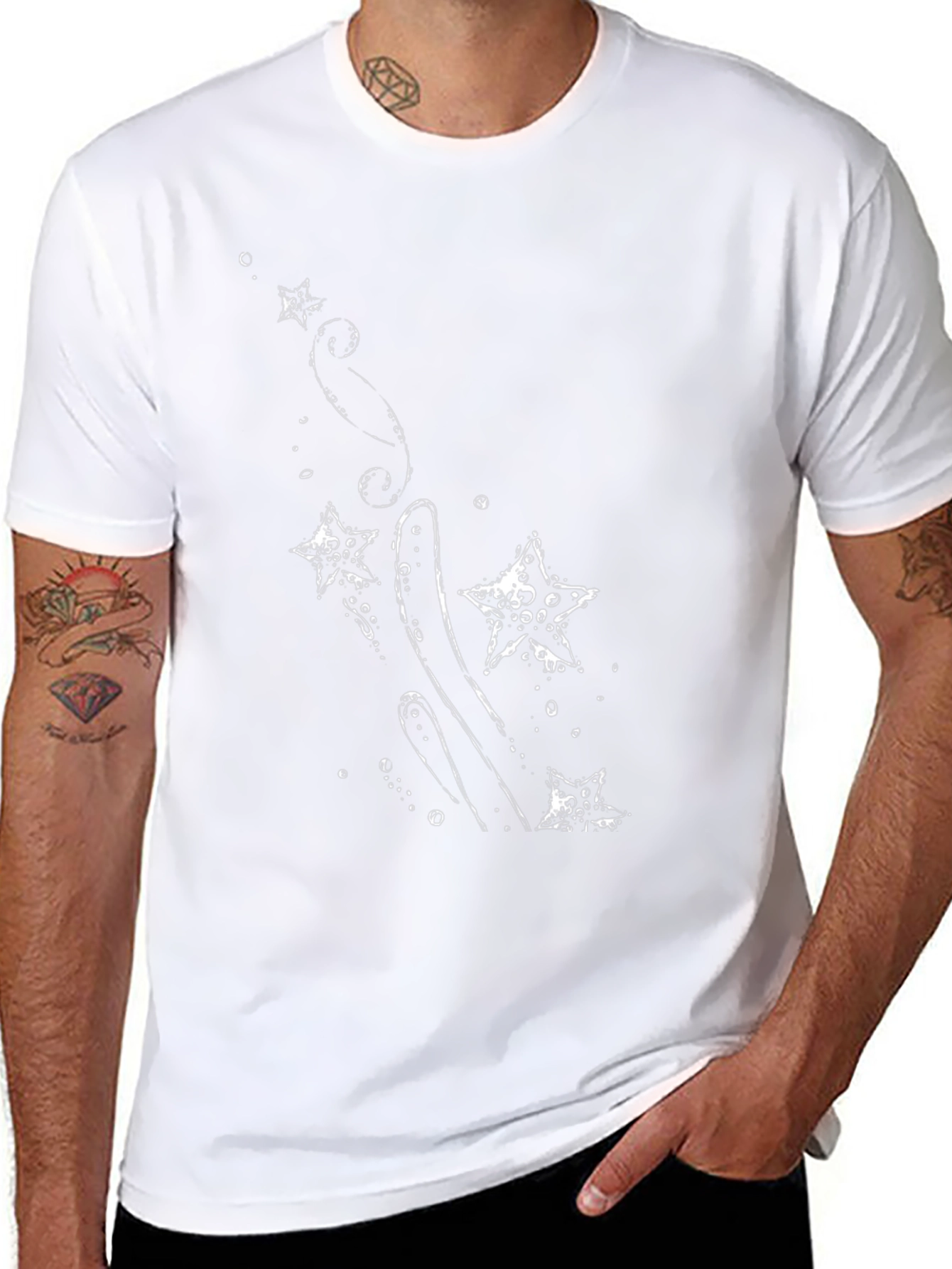 Black T-Shirt with Starfish Graphic
