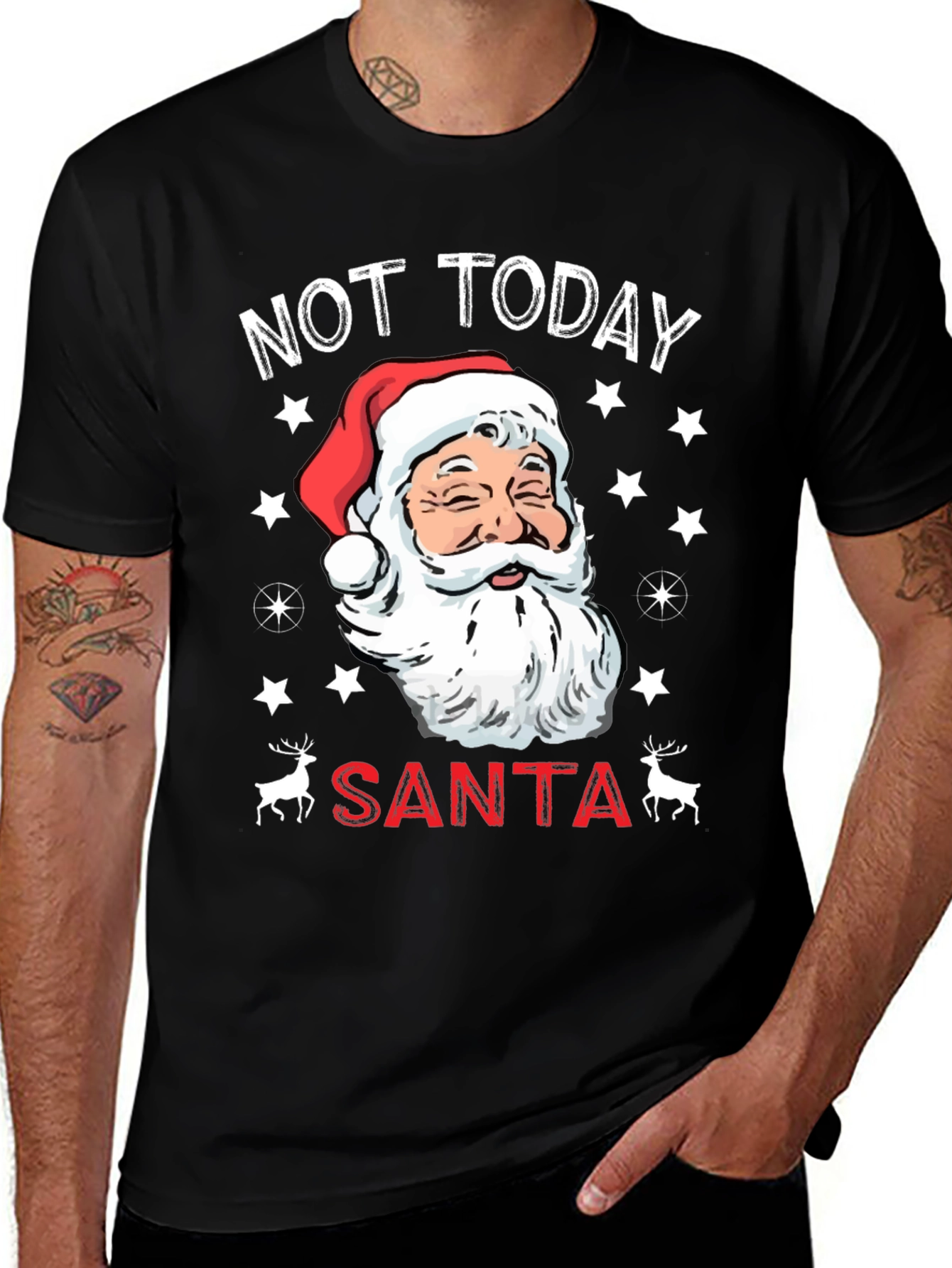 Not Today Santa Christmas Graphic Tee