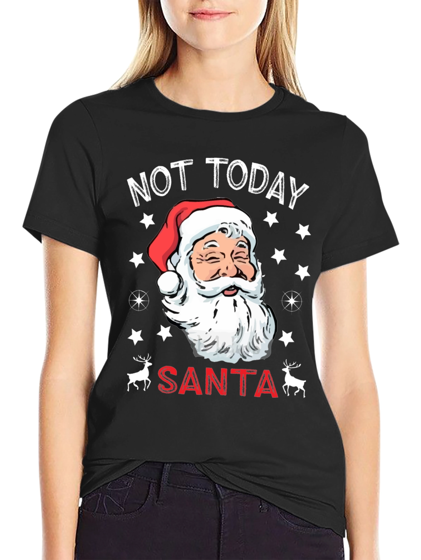 Not Today Santa Christmas Graphic Tee
