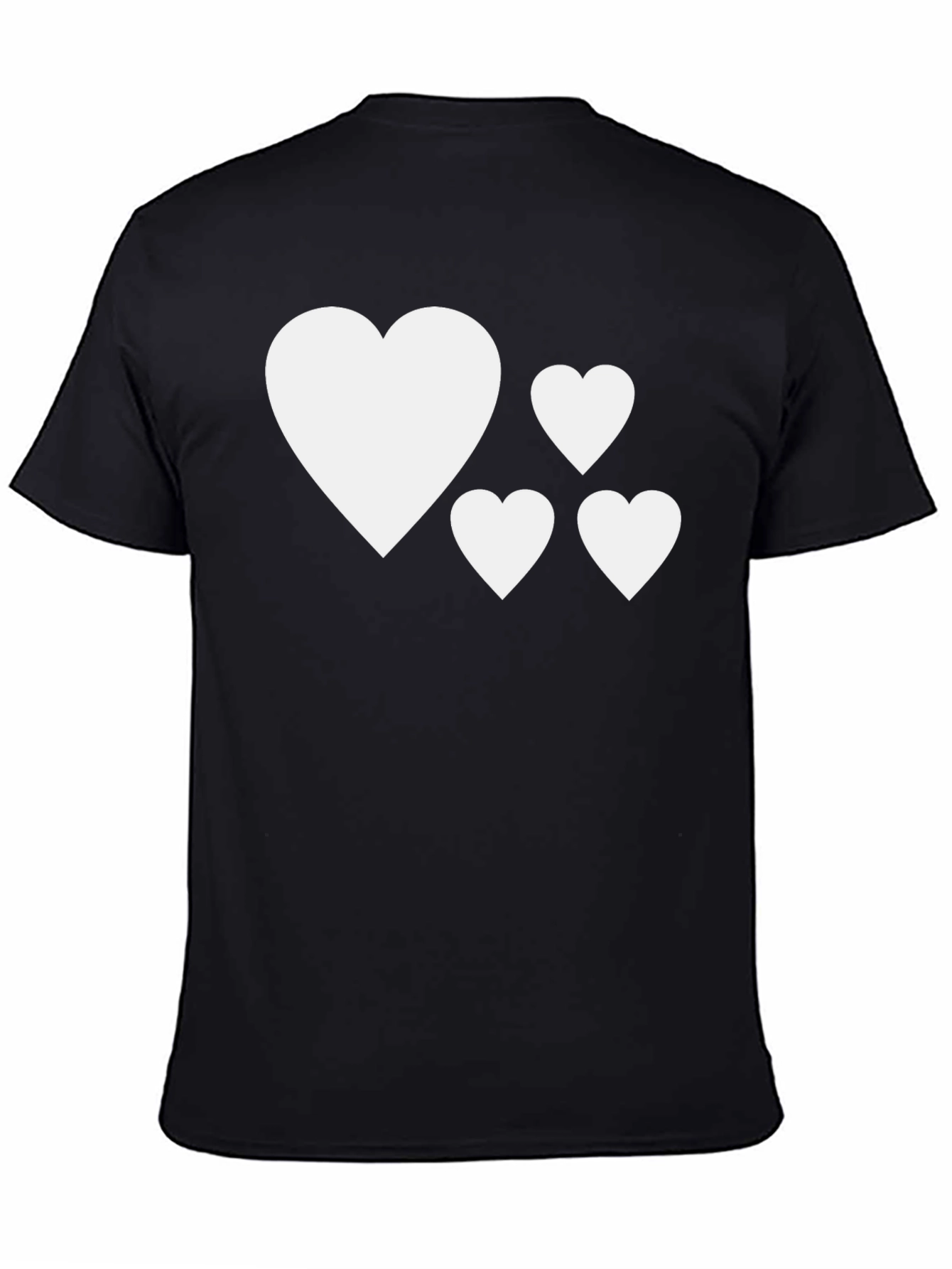 Heart Pattern Black T-Shirt