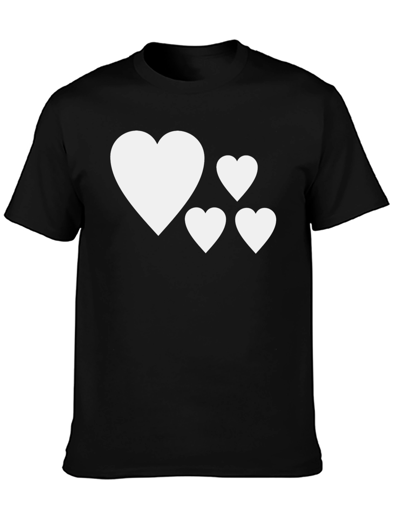 Heart Pattern Black T-Shirt
