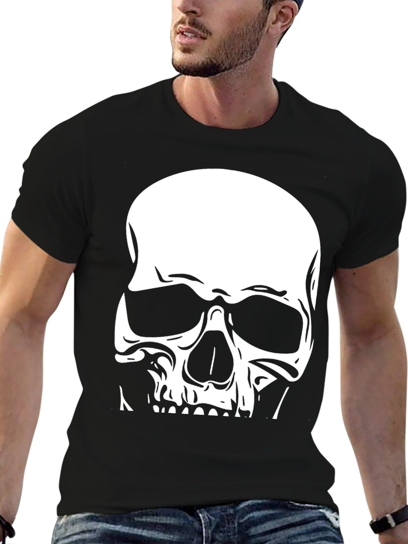 Skull Graphic Tee - Cool Black Cotton T-Shirt