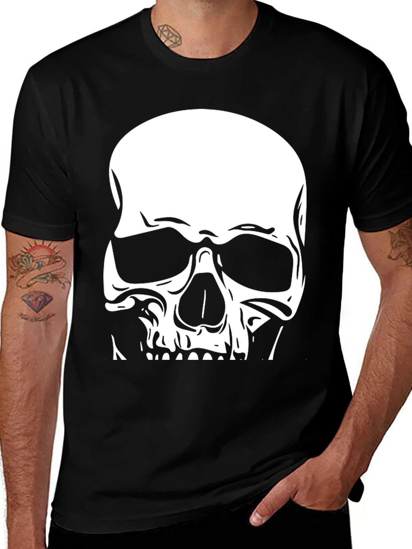 Skull Graphic Tee - Cool Black Cotton T-Shirt