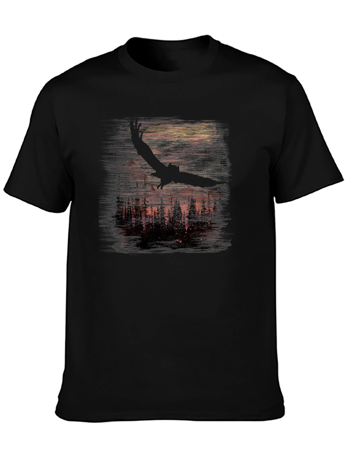 Eagle Forest Graphic Tee - Black Cotton Blend