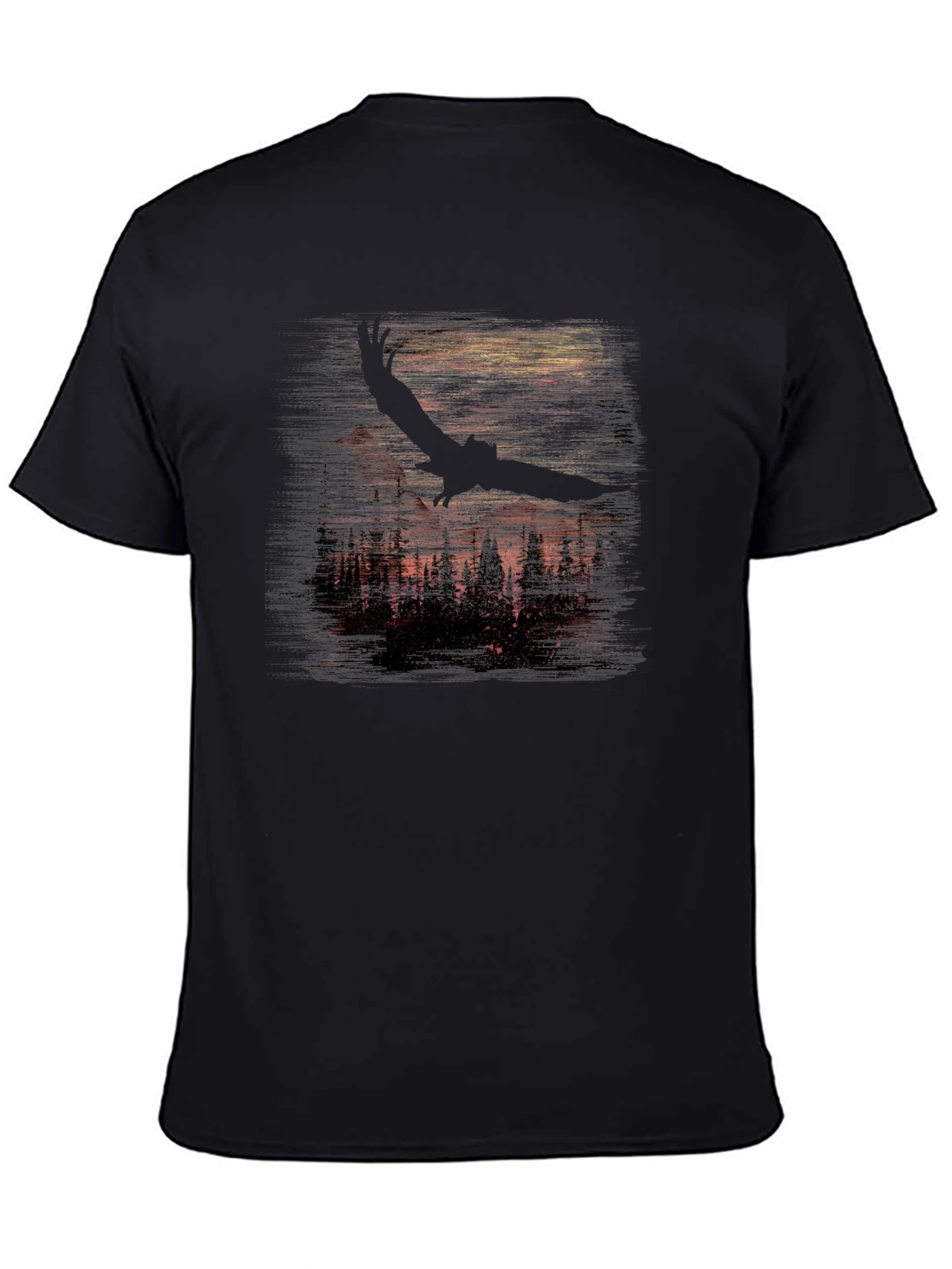 Eagle Forest Graphic Tee - Black Cotton Blend